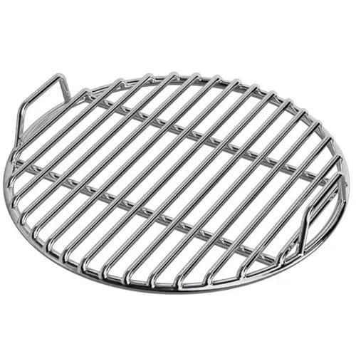 Rejilla de acero inoxidable para parrilla, extra gruesa, redonda, de repuesto con asa para ahumador de carbón, fogata, picnic y cocina al aire libre (38 cm/15 pulgadas), rejilla de acero inoxidab