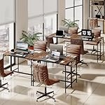HOOBRO Computer Desk, Home Office Desk with Power Outlet, Modern Study Writing Desk with 3 Hooks for Study Room, Home Office, Sturdy and Stable, Easy to Assemble, Rustic Brown and Black BF41UDN01 - Image 2