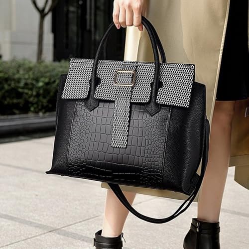 Bolsa feminina de couro sintético com alça superior, bolsa de ombro, bolsas e bolsa de mão com alça