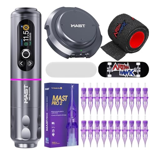 Mast Archer2 kit Tatouage Cartouche Tatouage Machine a Tatouer Wireless Rotary Pen Brushless Tattoo Motor Gun Batterie Machine 3.5mm Stroke Length Smart Screen...