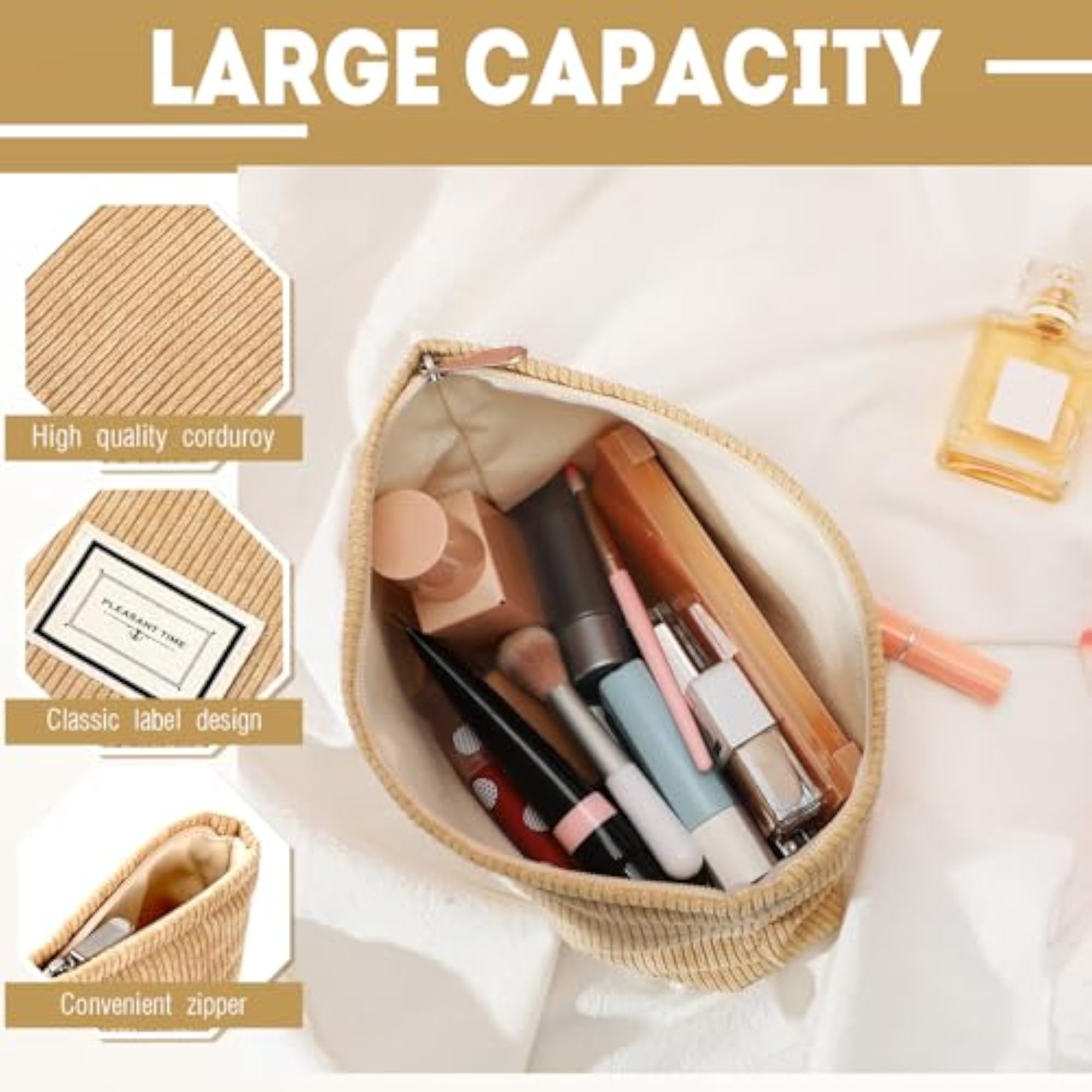 4 Pack Velvet Makeup Bag Cosmetic Bag Large Capacity