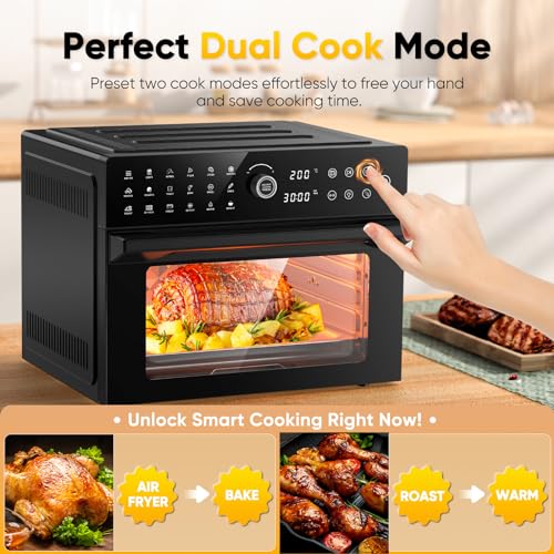 30L Heißluftfritteuse XXL Minibackofen mit LED-Touchscreen, Minibackofen mit Umluft mit 20 Programmen und Zwei Kochmodi, 1800W Heissluftfritteuse Air Fryer Oven ohne Öl, 8h Timer, Rezeptbuch,7 Anhänge – Bild 5