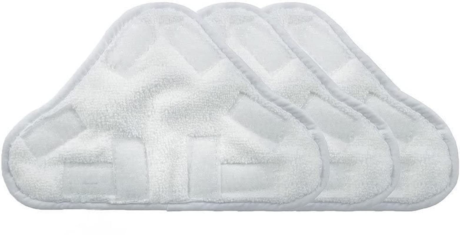 Meetoz White 3Pcs Replacement Pads Compatible For H2o H20 X5 Steam Mop Cleaner Floor Washable Microfibre Pads