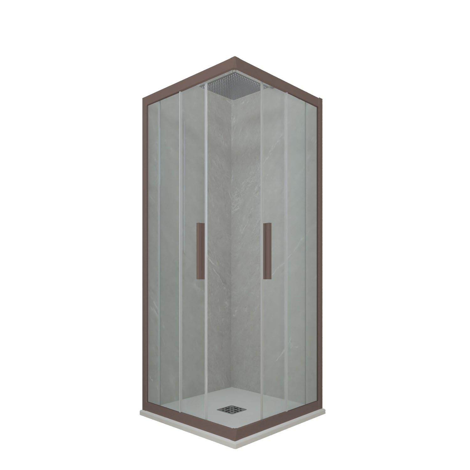 Mampara de ducha angular deslizante 80x120 CM de PVC Chocolate H 200 Vidrio Transparente mod. Kolors