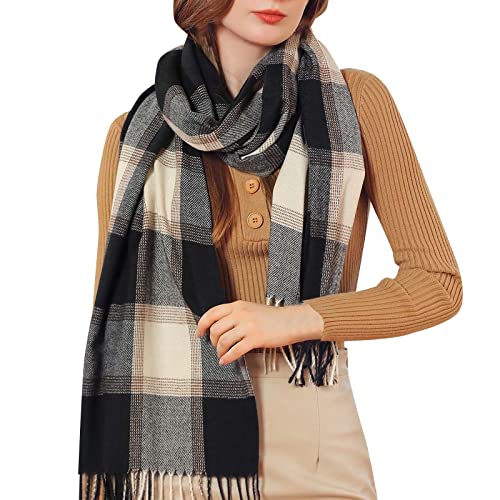 Châle à carreaux coloré pour femme - Automne et hiver - Frange chaude - Épaississante - Pour écharpe et rideau, gris, A