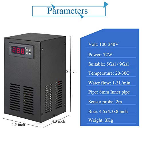 image for YJINGRUI Aquarium Water Chiller 5Gal Fish Tank Cooling 20-30℃ for Wa