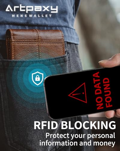 Mens Wallet Bifold Genuine Leather RFID Blocking Wallet for Men with 1 ID Window 13 Card Holders 2 cash pockets 1 Gift Box4
