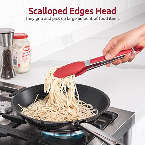 U-Taste 22cm Silicone Tongs: 315℃ Heat Resistant Kitchen Tong with Firm Sealed Non Stick Rubber Tips - Image 4