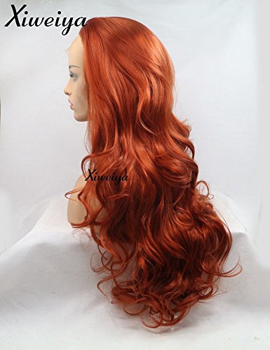 xiweiya Long Copper Red Synthetic Lace Front Wig Heat Resistant Body Wave Lace Front Wavy Wigs Free Part Natural Hair Wig for Women 24 Inch Fashion Glueless hair for Women Drag Red Brown Wigs 24Inch - Image 3