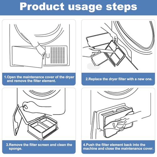 6 Trockner Filter,Schwammfilter für Hoover Candy 40006731, 275 x 125 x 10 mm Wärmetauscher Filter,Filterschwamm für Wärmepumpentrockner, Flusenfilter,Wiederverwendbare