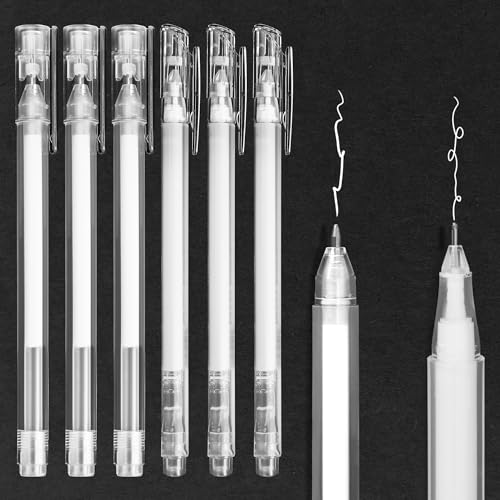 YIIFELL 6 Weiß Gelstifte Set 0,6/0,8mm