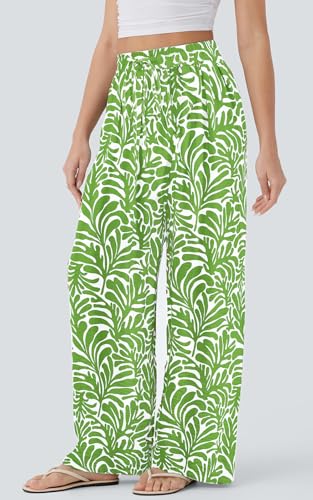 Image of PRETTYGARDEN Womens Pants Elastic Waist Floral Lightweight Palazzo Pants for Women Casual Lounge Wide Leg Pants Woman