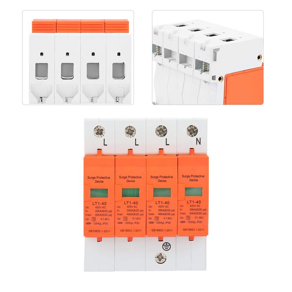 Protector de sobretensión doméstico 4P Reemplazo de dispositivo de arresto de cuatro cables trifásico de baja tensión 420v 40KA para protección contra rayos