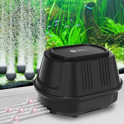 AquaMiracle Quiet Aquarium Air Pump Fish Tank Air Pump, High Pressure Aquarium Bubbler, Adjustable Flow Fish Tank Bubbler, Ideal for Aquarium, Pond, H