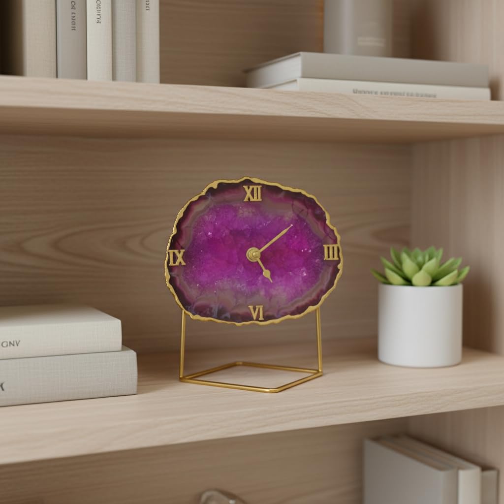 Crystal Agate Table Clock - Elegant Home Decor -7