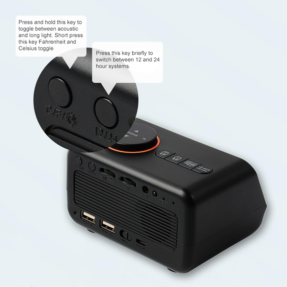 Réveil multifonction avec radio FM, horloge numérique LED rechargeable avec affichage de la température et de l'humidité, prend en charge l'activation du son, la luminosité / le volume réglable