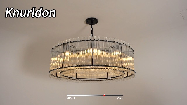 Image of 48-Inch Ripple Glass Chandelier, 2-Tier 10-Light Large Black Round Chandelier for Dining Rooms, Living Rooms, Foyers, Staircases, Open-Concept Spaces & High Ceiling