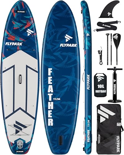 Flypark 11'x34 Inflatable Paddle Boards, Extra Wide SUP for 420lbs/3Adults, Yoga Stand Up Paddle...