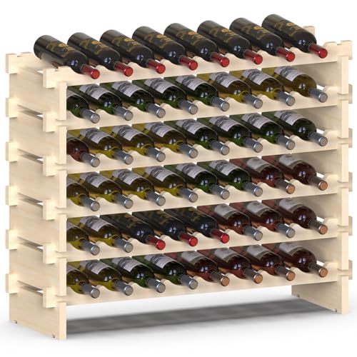BAKAJI Cantinetta Portavino in Legno con 48 Scomparti Porta Bottiglie di Vino, Champagne, Portabottiglie da Terra, Cantina Angolo Bar per Salotto, Cucina, Bistrot, Ristorante 90 x 30 x 81 cm