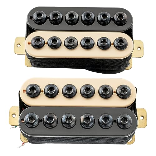 Artec HIVB Invader Style Uncovered Adjustable Hexagonal Poles Ceramic Humbucker Electric Guitar Neck Bridge Pickup Set, Zebra - Image 4
