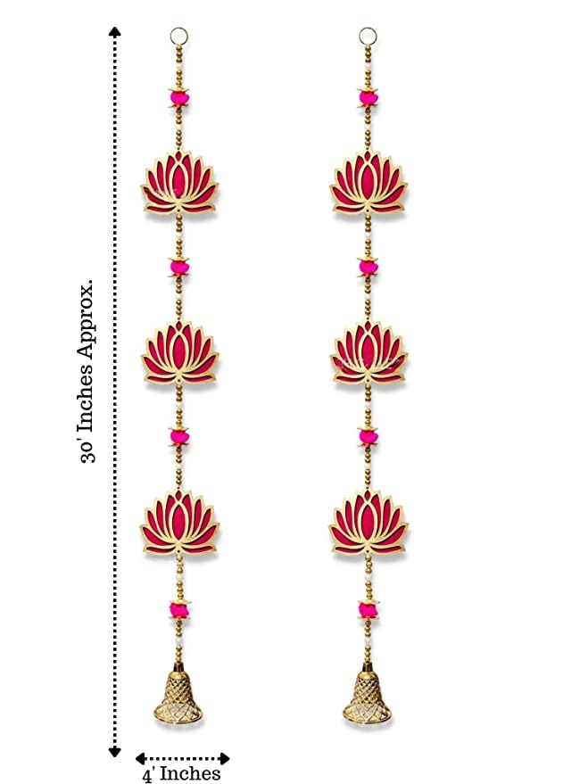 Image of True Decor Lotus for Decoration Puja Room Decoration Items for Home Diwali Door Hanging || Height 30 Inch || Pack of 2