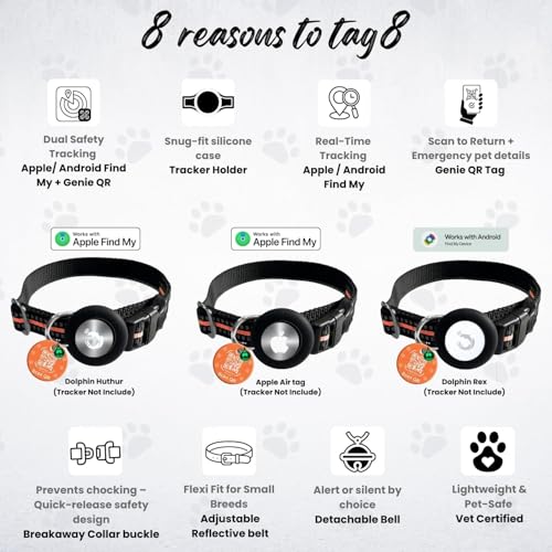 tag8 Airtag Katzenhalsband, reflektierendes Kätzchenhalsband mit Apple-Airtag-Halterung für Mädchen, Jungen, Katzen, 1,1 cm breit und leicht (Orange) – Bild 3