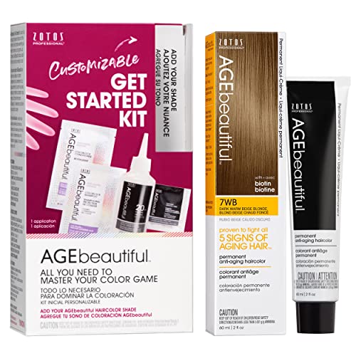 Image of AGE beautiful Permanent Hair Color Cream, 100% Gray Coverage Hair Dye with Biotin Anti-Aging Formula for Fuller, Thicker Hair, Professional Salon Quality