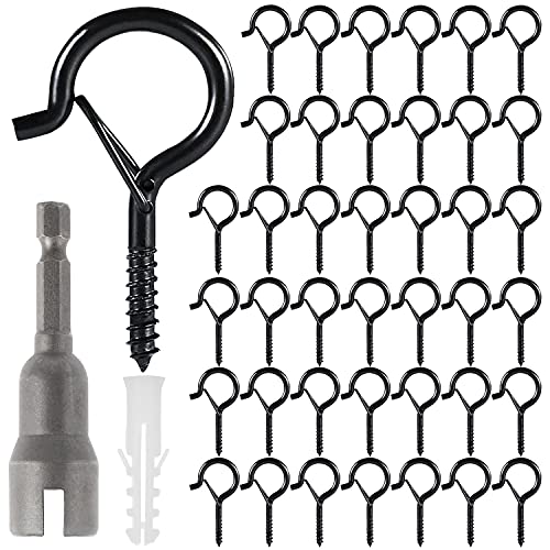 QISF Q-Hanger Schraubhaken, Weihnachtslichteraufhänger, Wandschrank, Decke, Schraubhaken mit Sicherheitsschnalle für Außendraht und Lichterketten, Pflanzen, Windspiele (mit Muttertreiber) Cover