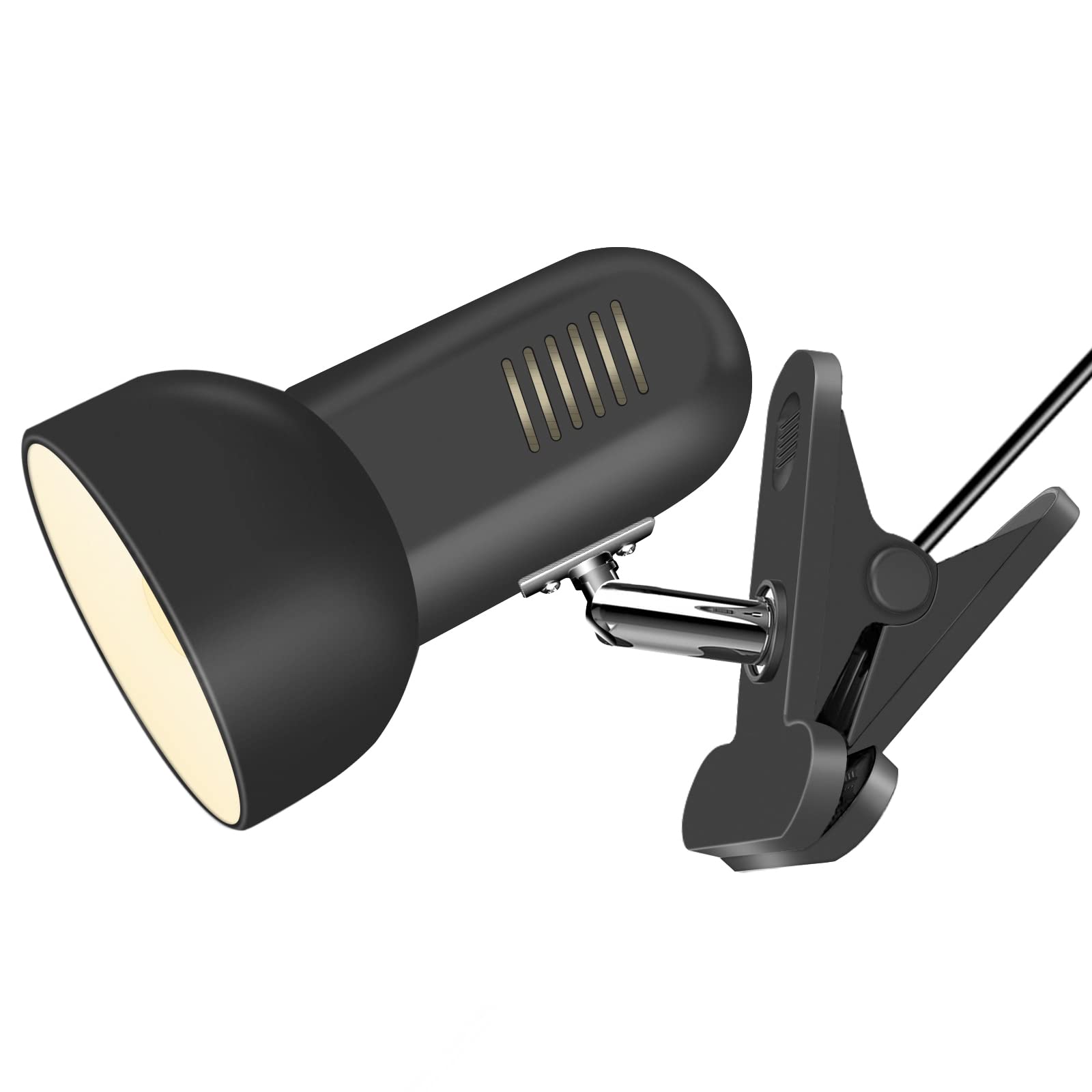 Milpoel Clip Lamp with E27 Socket, Adjustable Swivel Head, Switch, Cable 180cm, for Table, Bedside, Office, Workshop (Bulb Not Included) (Black)-image-38