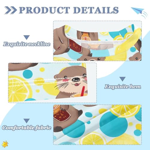 ALAZA Kids Rash Guard Boys Toddler Swim Shirts Short Sleeve Otter Lemon Cute UPF 50+ 3T3
