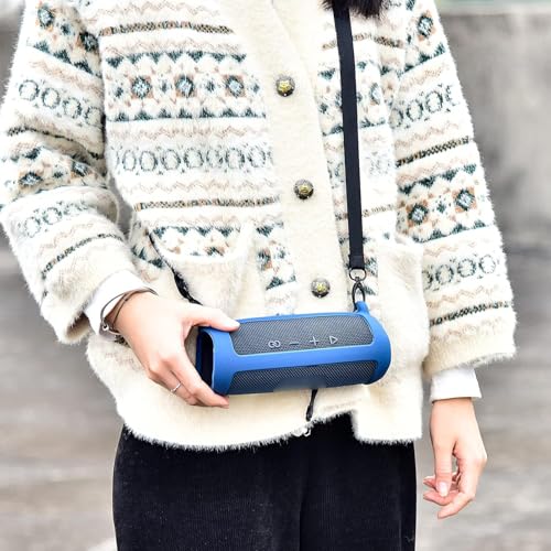 Image of VERTUS Carrying Case for JBL Flip 6 || Silicone Case Cover for Jbl Flip 6 Speaker, with Shoulder Strap, Waterproof, Shockproof Features (Blue)