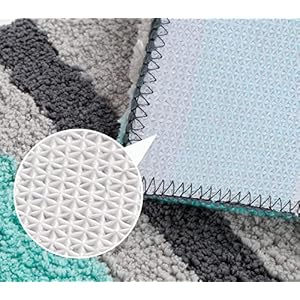 Roseate Luxury Super Soft (50x80 cm) Microfibre Striped 2000 GSM Bath Mat Super Absorbent Anti Skid Mat for Bathroom/Bedroom/Kitchen/Door Mat/Floor Mat (Peacock) Pack of 1