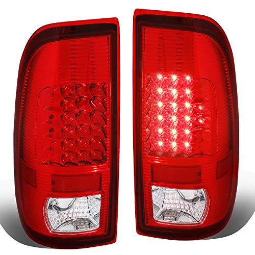 Image of Auto Dynasty Tail Lights Compatible with 2008-2016 Ford F250 F350 F450 F550 Super Duty, Driver and Passenger Side LED Brake Lamps, Chrome Housing Red Lens