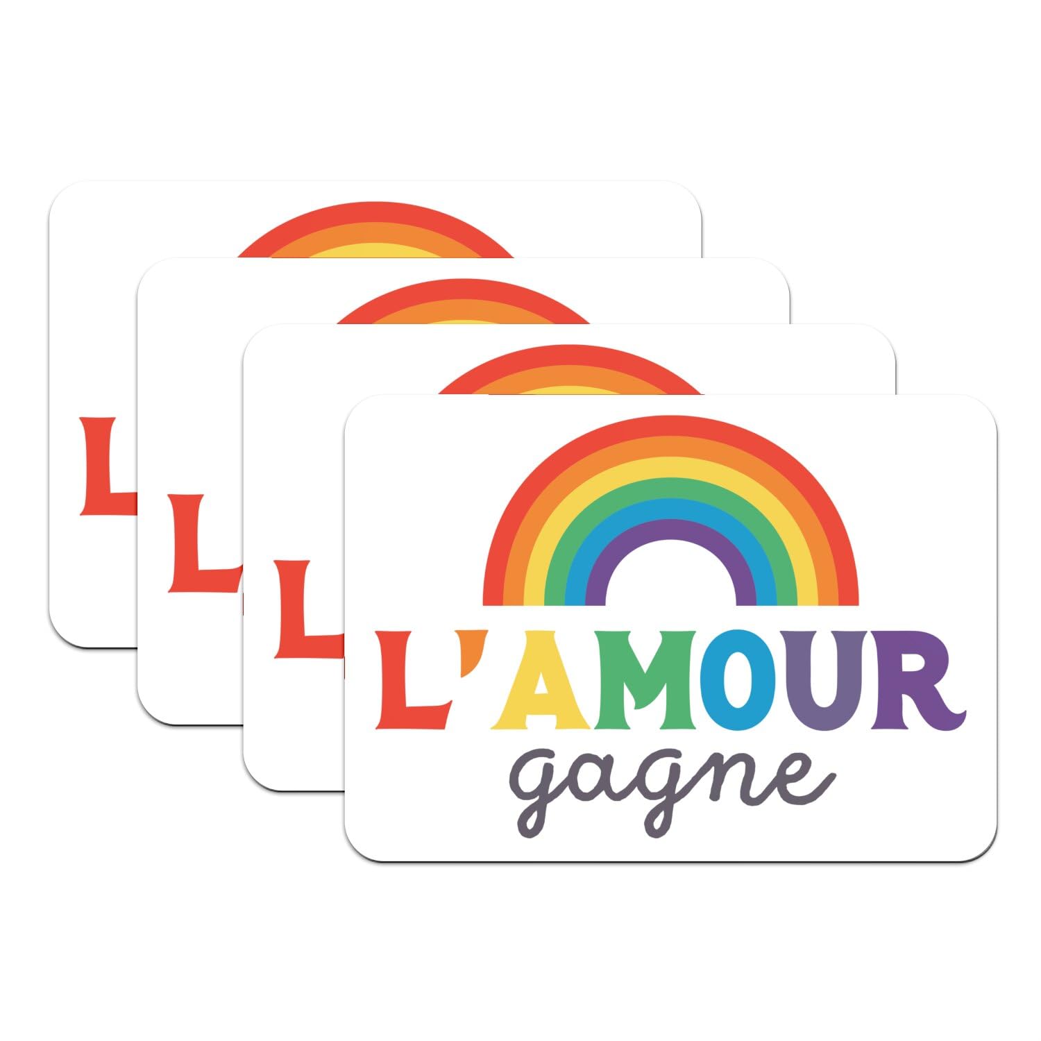 L'amour gagne sets de table LGBTQ+ en caoutchouc blanc pour célébrer la fierté