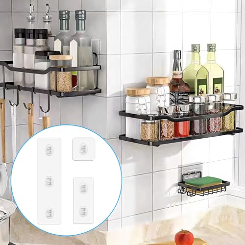 Pretwad 8 Stück Shower Caddy Adhesive Hooks,Stark Klebende Aufkleber Haken,Waterproof Strong Stickers Ersatz-Kleber Wall,Hängehaken Küchenzubehör ohne Bohren,für Eck Dusch Caddy