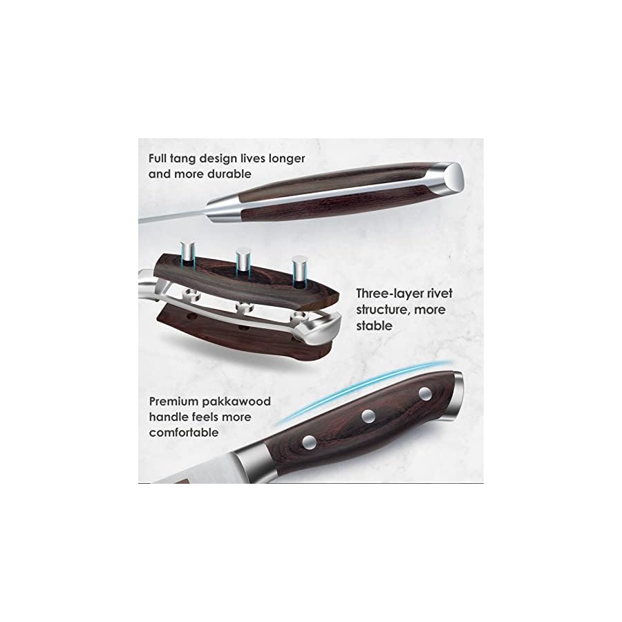 SHAN ZU Knife Set 16 pcs, Japanese Kitchen Knife Set with Block High Carbon Stainless Steel Ultra Sharp Knife Set for Kitchen, Professional Chef Knife Set with Sharpener