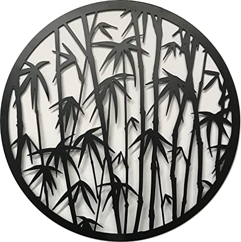 Maravilloso 40 cm de diámetro. Placa de pared de bambú negro para uso en interiores o exteriores Cover