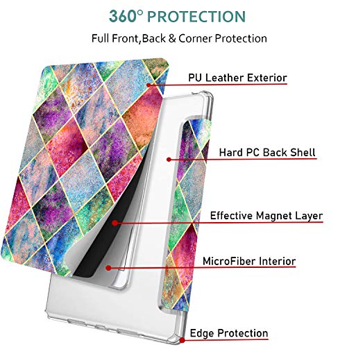 Image of DuraSafe Cases for iPad PRO 12.9 3 [ 3rd Generation 2018 ] A1876 A2014 MTHN2HN /A MTHU2HN /A MTEL2HN /A MTEM2HN /A Trifold Printed PC Lightweight Protective Clear Back Cover - Diamond Grid