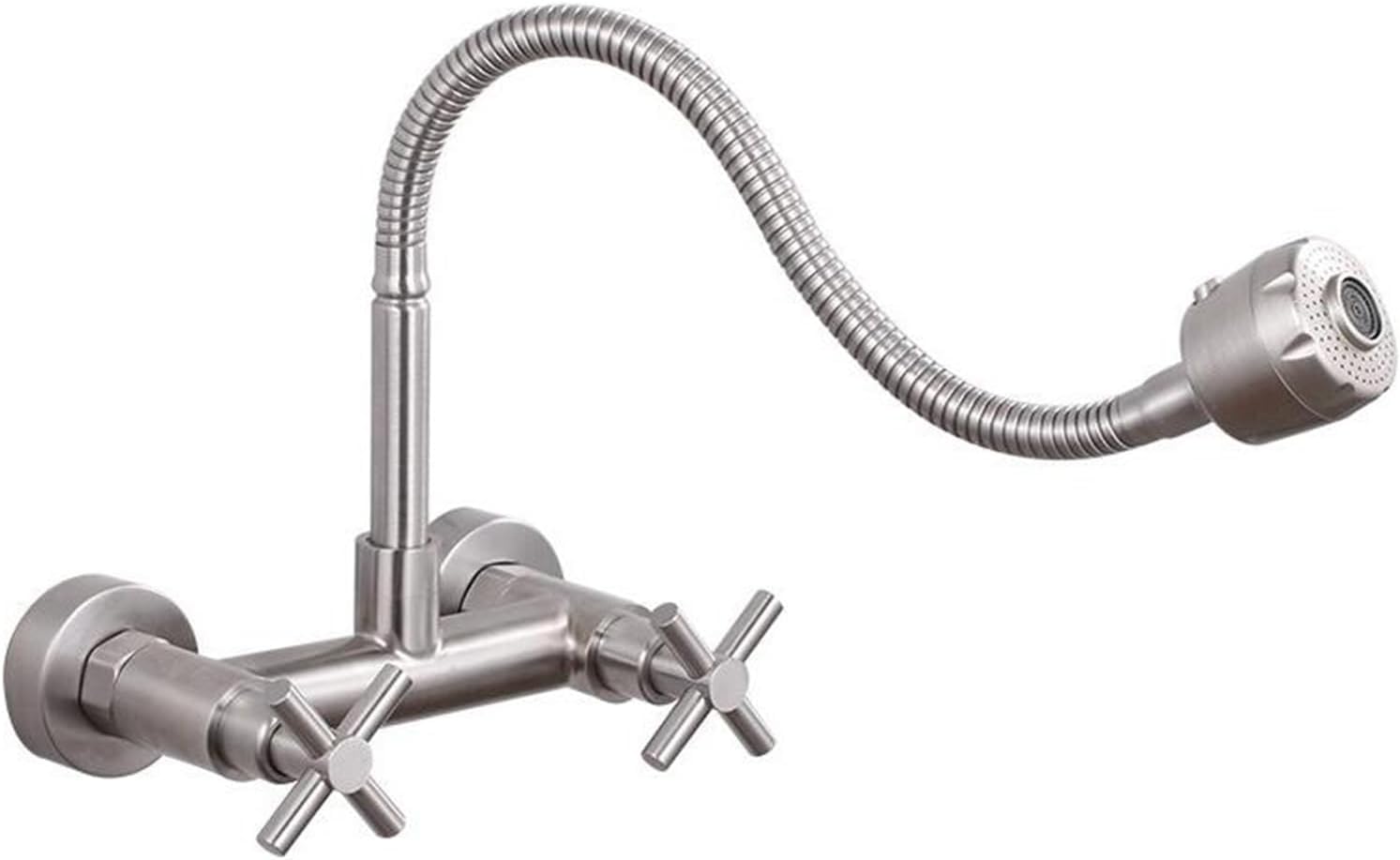 FCXWEVR Swivel WallMounted Kitchen Sink Tap Stainless Steel Hot & Cold Water Faucet Durable and Stylish SpaceSaving Design for Modern Kitchens