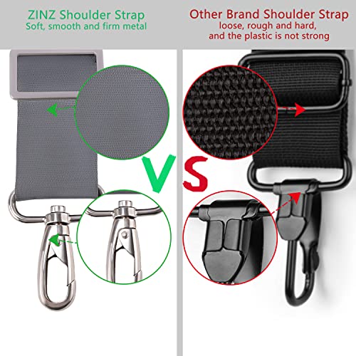 Image of ZINZ 79 inch Shoulder Strap, Extra-thick Fixed Cushion Pad and Dual Clasps Universal Replacement Strap with Metal Swivel Hooks for Laptop Bags, Luggage Bags, Camera, Crossbody (200cm,Gray)