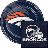 Trendware Denver Broncos Paper Plate and Napkin Party Kit, Serves 16