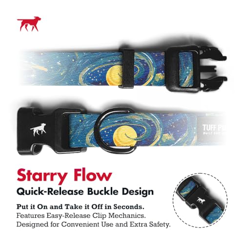 Image of Tuff Pupper Premium Adjustable Dog Collar, Stylish Pattern Collars Designed in USA, Quick Release Buckle, Starry Flow Large (1 Inch Wide x 18-26 Inch Neck)