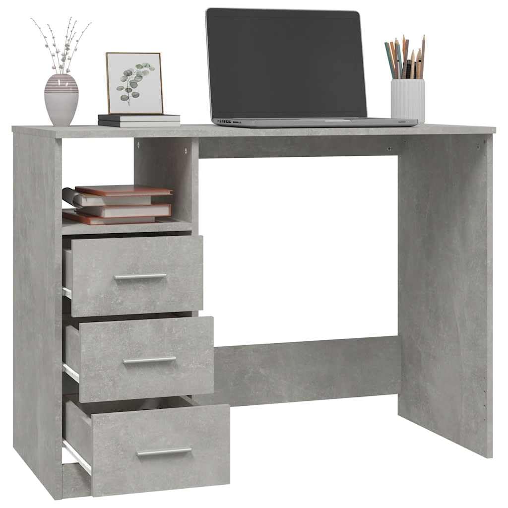 Scrivania con Cassetti Grigio Cemento Porta PC 102x50x76 cm | Mobile salvaspazio ideale per lo studio e la camera da letto, per organizzare documenti e accessori da ufficio.
