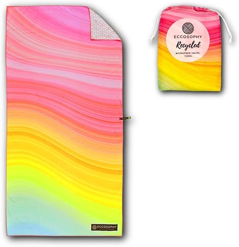 ECCOSOPHY - Toalla de playa de microfibra para adultos, toallas de playa de viaje de gran tamaño con bolsa, toallas de piscina de secado rápido de