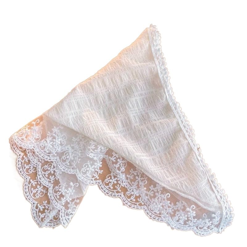Sweet Flower Triangle Hair Scarf Women Girls Square Scarf Headband Korean French Pastoral Headdress Summer Lace Headwear2