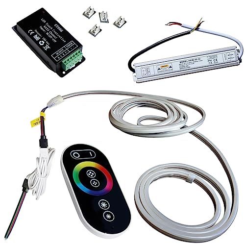 1-5 m RGB 12V + 230V Netzteil + Verlängerung (3m) LED Streifen Stripe Licht Unterbankbeleuchtung Saunabeleuchtung Saunalampe (5m - m/27,99€)