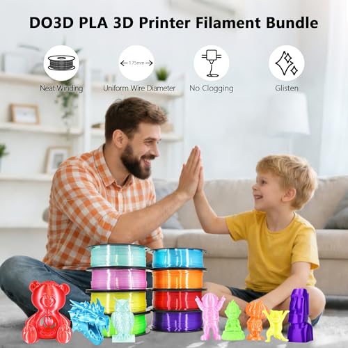 Image of 1.75mm Silk Shiny PLA 3D Printer Filament 8 Bright Colors Bundle: Silk Yellow /Lime Green /Orange /Sky Blue /Pink /Cyan /Red /Purple, Each Spool 250g, Total 2Kg 3D Printing Material, 250g x 8 Spools