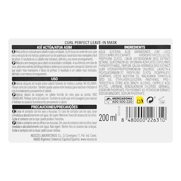 Shampoo + maschera con risciacquo + maschera senza risciacquo | Confezione Curl Perfect Deliplus capelli ricci adatto per metodo curly | 400+400+200 ml