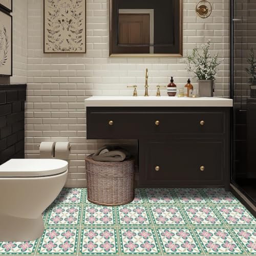 Image of Moroccan Tile Stickers | Waterproof Self Adhesive Peel & Stick Tile Decals for Kitchen Backsplash, Bathroom Wall, Floor, Furniture & Glass (6x6 Inch, Design 6, 40 Pic)
