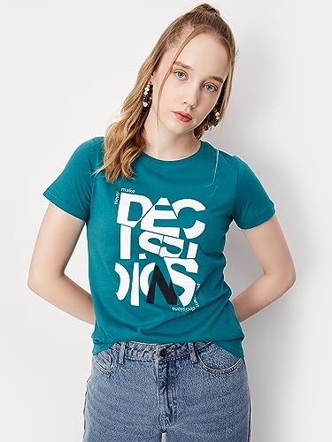 Image of Max Women's Cotton Regular Fit Round Neck Graphic T-Shirt